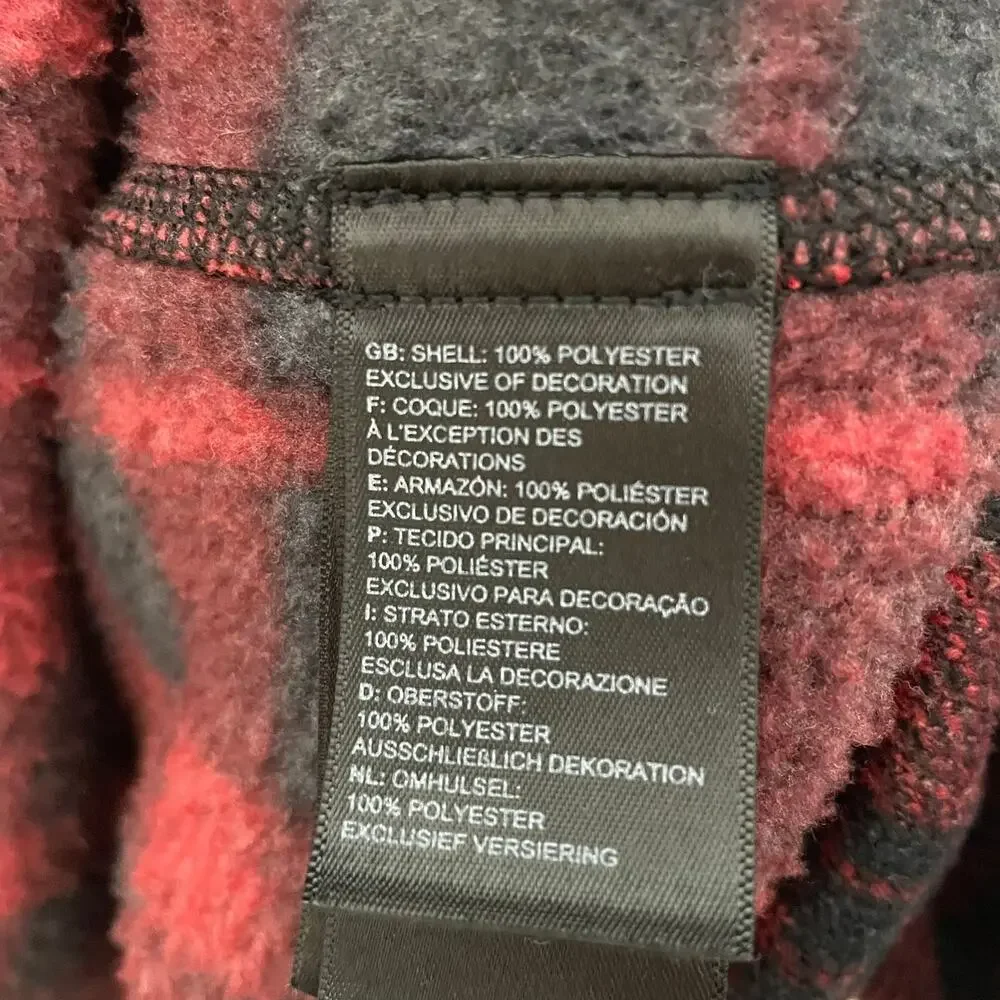 The North Face Mens Fleece S 1/4 Zip Red Buffalo Plaid Gordon Lyons